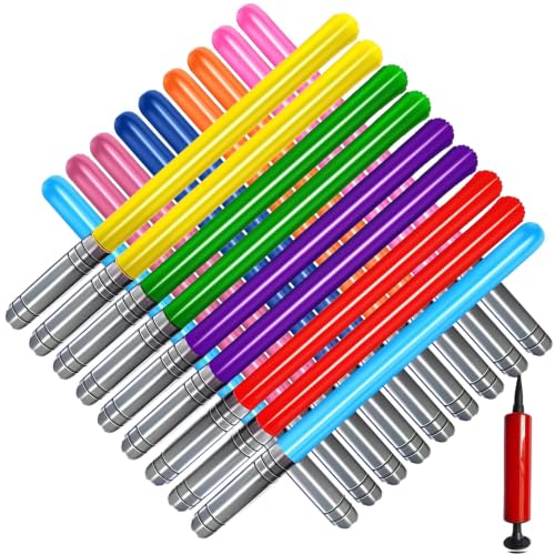 Qneiaym 18 Pcs Inflatable Toy Swords - 9 Vibrant Colors 35 Inch Inflatable Blow-up Swords with Air Pump - Perfect for Kids Party Favors Halloween Costume Role Play & Stage Props