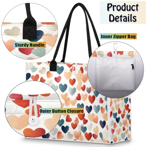 Love Patterns Tote Bag for Women Large Beach Bag Reusable Tote Bags for Work Travel Beach Shopping4