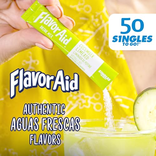 Image of Flavor Aid Aguas Frescas Singles To Go Variety Pack, Powdered Drink Mix, 1 Box (50 Single Servings),3.55 Ounce (Pack of 40)