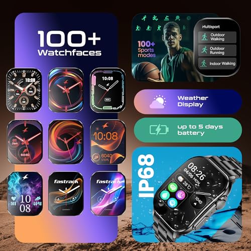 Image of Fastrack Astor FS2 Pro Smart Watch, 1.96 inch AMOLED Display, 410 * 502 Pixel Resolution, SingleSync BT Calling, AI Voice Assistant, 100+ Sports Modes & Smartwatch Faces, Upto 5 Day Battery, IP68