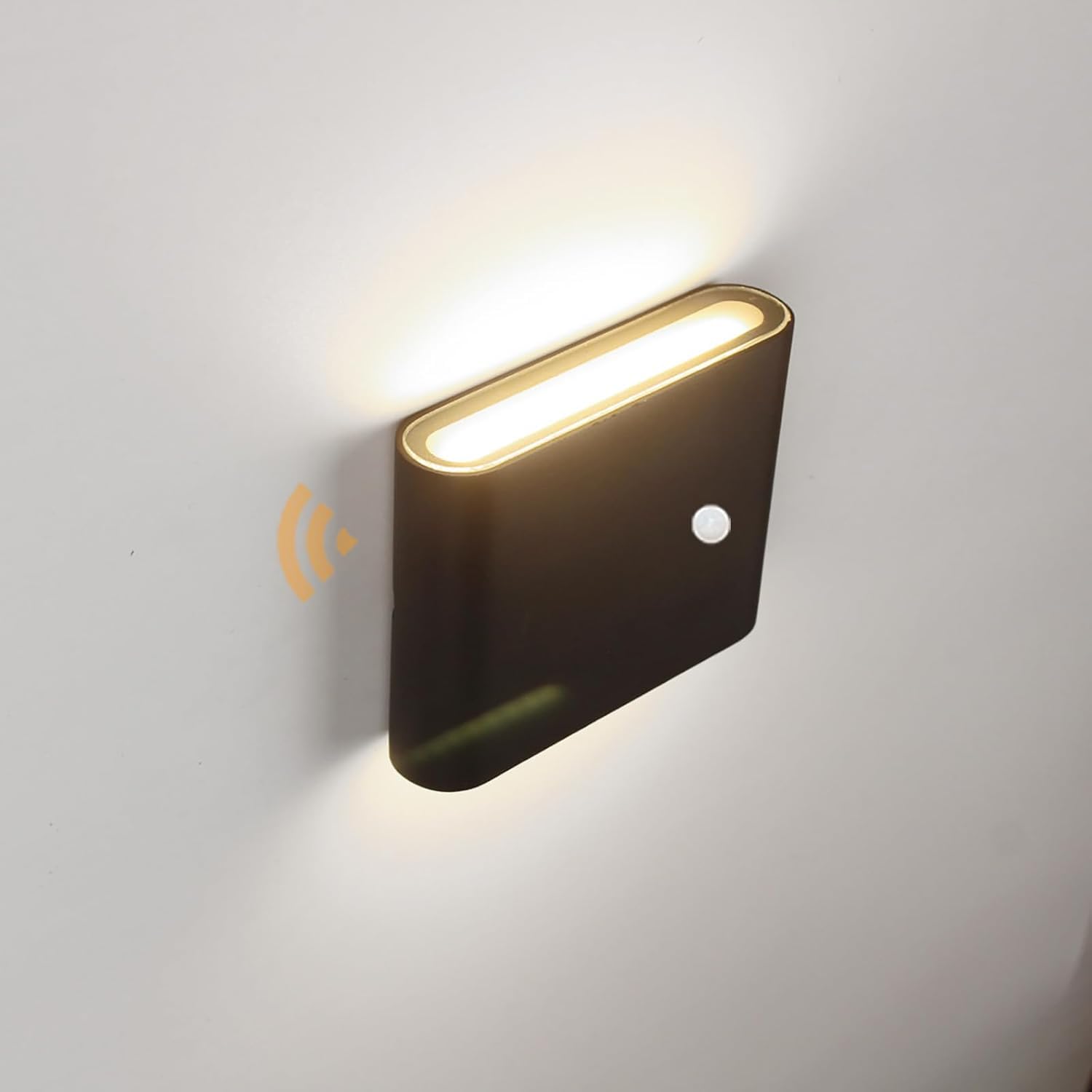 Außen IP65 Wandleuchte Radar Bewegungssensor Wandlicht Lampen Aluminium LED Wandlampe Schwarze Wandbeleuchtung Up Down 3000K/4000K/6000K für Gärten Terrassen Schlafzimmer (Weißes Licht,60W)