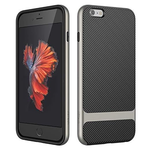 JETech Case for iPhone 6s Plus and iPhone 6 Plus, Slim Protective Cover with Shock-Absorption, Carbon Fiber Design, Grey
