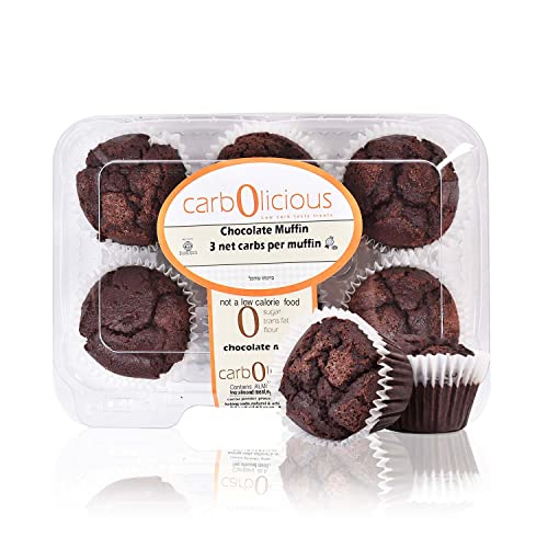 Low Carb Chocolate Muffins [6-Pack] By Carb-o-licious- Delicious Keto Muffins With Only 3 Net Carbs Each- Sugar Free Healthy Snack With Almond Flour- Best Tasting Low-Carb Diet Treat Ever!