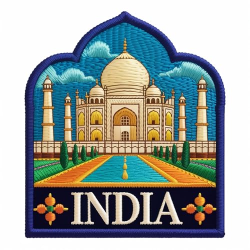 Emblema de lembrança de viagem bordado Taj Mahal India (3,5 polegadas) Emblema de lembrança de viagem perfeito para mochilas, jaquetas, adesivos de presente de artesanato