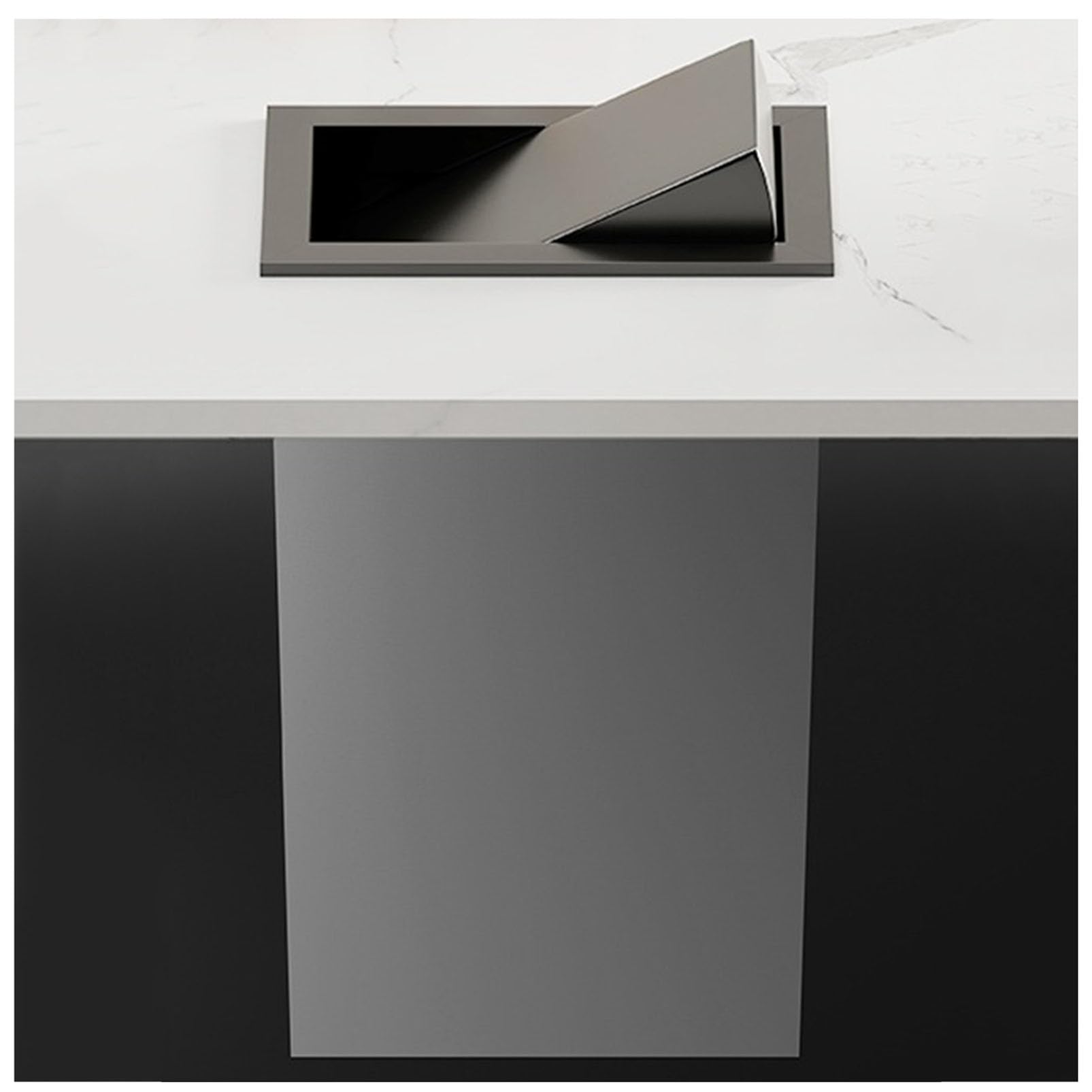 Questo Cestino per rifiuti da Incasso da banco, Cestino per rifiuti a ribalta in Acciaio Inossidabile Integrato, pattumiera da Cucina con Scivolo per rifiuti Incorporato, Cestino Nascosto PE
