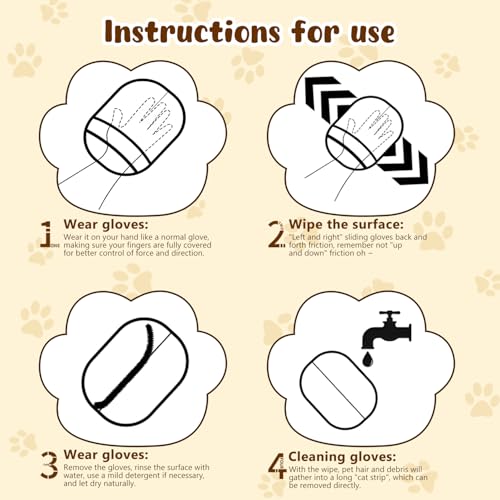 Image of Pet Hair Removal Glove, Electrostatic Pet Hair Removal Gloves, Upgrade Efficient Grooming Gloves for Pet Hair, Clothing, Couch, Furniture, Carpet, Car Seat-2PCS