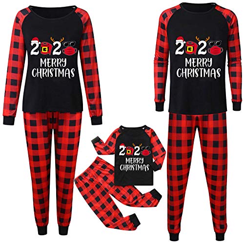LUOMIO Christmas Family Pajamas Matching Sets,Christmas Pjs for Family with Christmas Socks Black