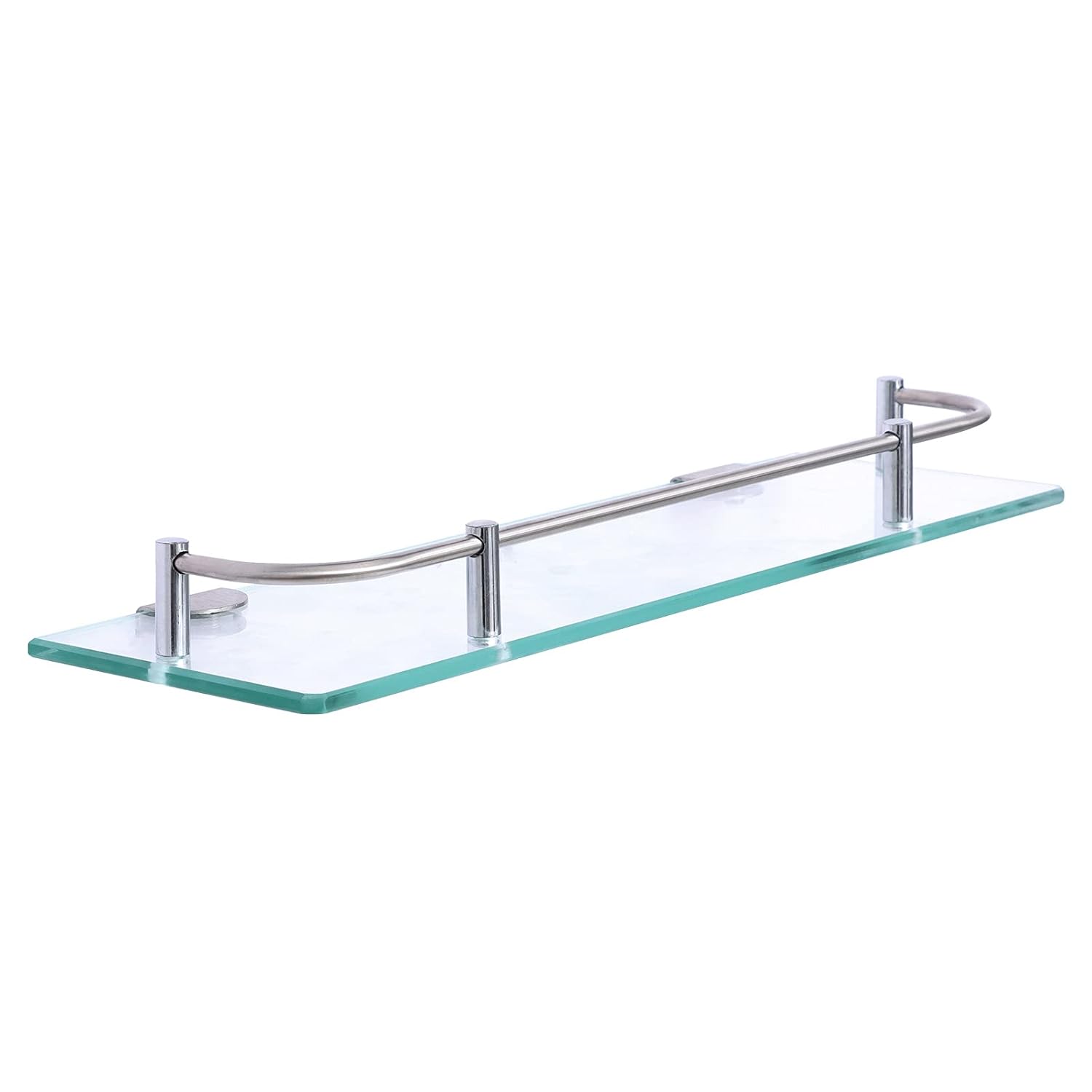 KOMFGT Stainless Steel Bathroom Corner Shelf with Glass Shelf for Cosmetics and Shampoo Wall Mounted Shower Caddy with