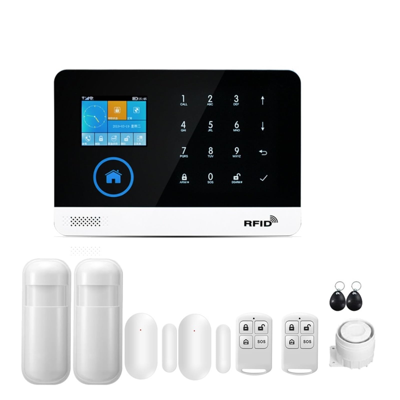 Tuya APP Wifi 4G Wireless Home Burglar Security Alarm System Integrated With Flashing Siren Remote Monitoring(Set D)