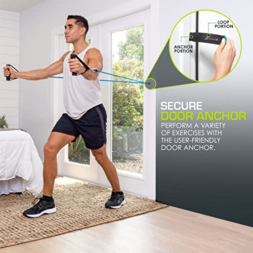 Image of ProsourceFit Single Stackable Resistance Bands with Door Anchor and Exercise Guide, 8-12 LB, Heavy Duty Fitness Tube for Full-Body Exercises and Home Workouts