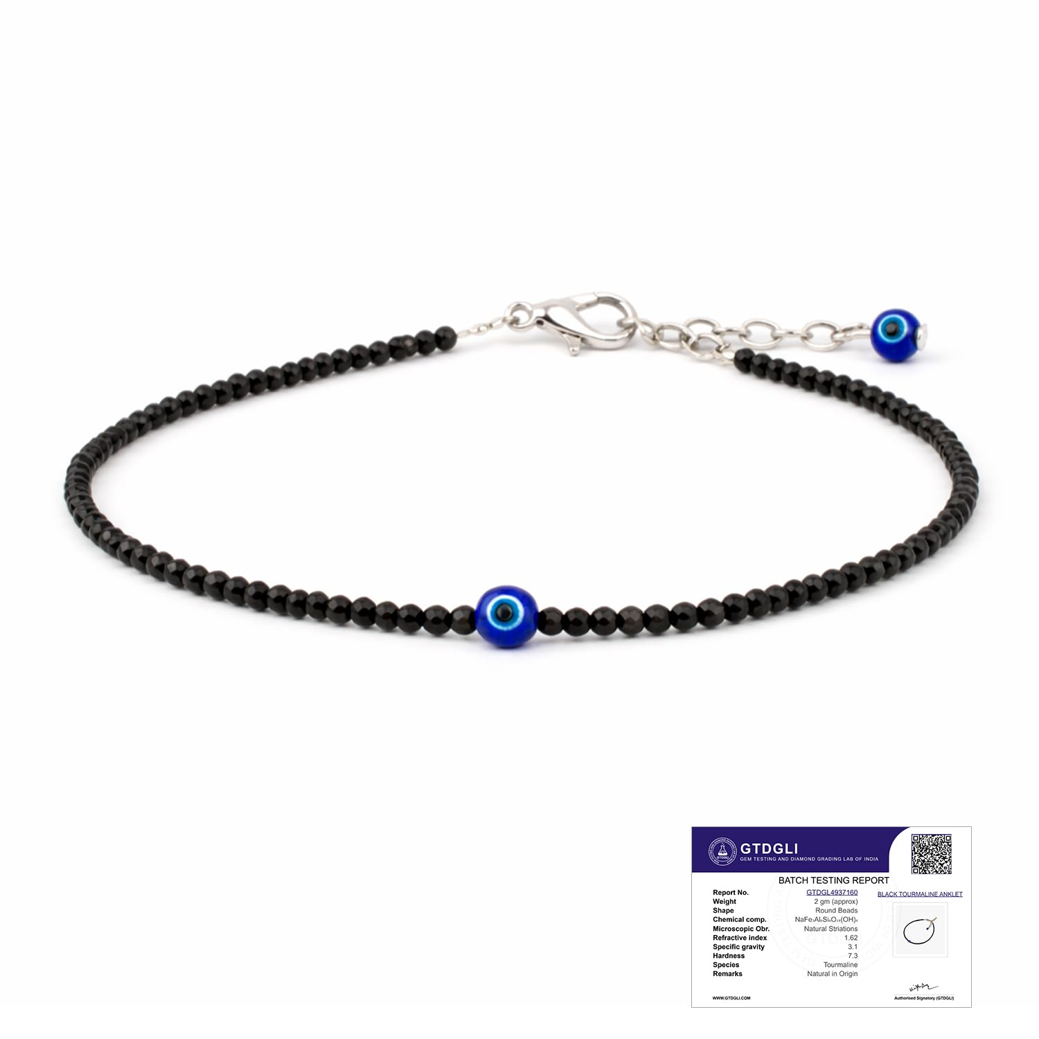 Evil Eye Anklet for woman with Black Tourmaline | Stone of Protection, Balance & Positivity | Spiritual Anklet for Women | Best Gift for Woman | Spiritual Jewellery for Women
