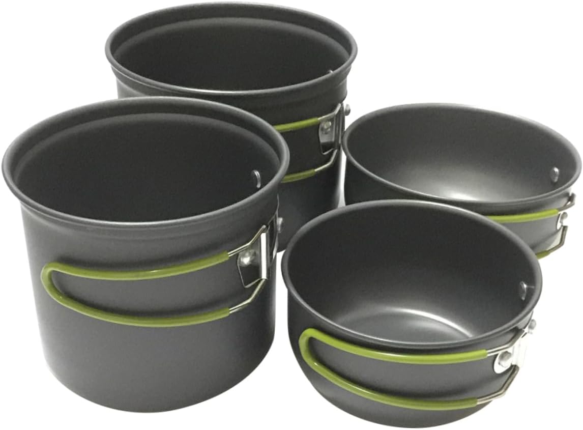Yardwe Portable Aluminium Alloy Camping Cookware Set Outdoor Cooking Utensils for People Lightweight Durable Corrosion Resistant for Hiking and Picnics