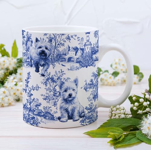 Reviews de Ferrioni Blue Terrier que puedes comprar esta semana. 39 West Highland - Taza de café de estilo francés azul Terrier, regalos para amantes de los Westies para mujeres, taza de café azul Chinoiserie Toile para mamá Westie, amantes de...