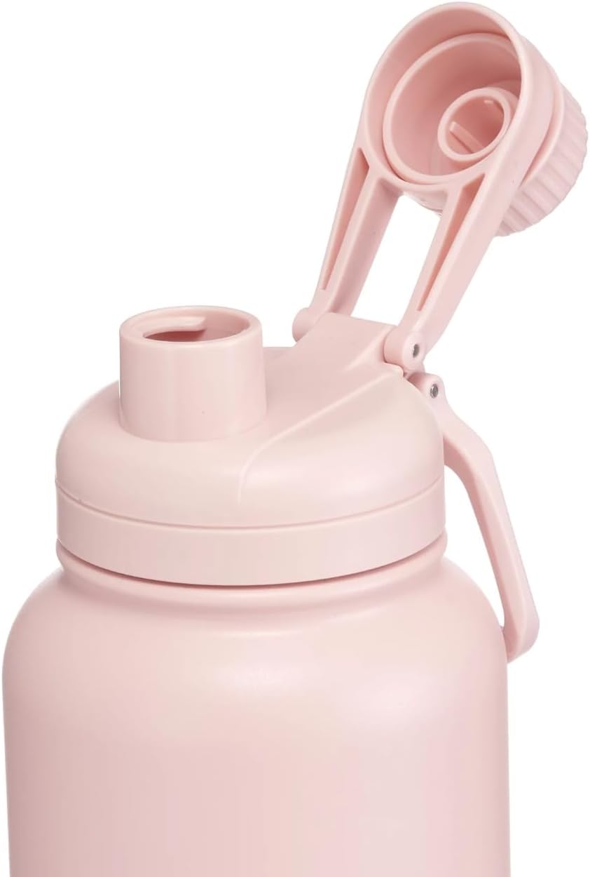 40 fl oz Insulated Stainless Steel Water Bottle, Narrow Mouth, Chug Lid, BPA-FREE, Double-Wall, Leak-Proof, Solid Print, Pink