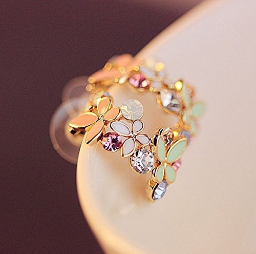 LanLan butterfly flower ring earring