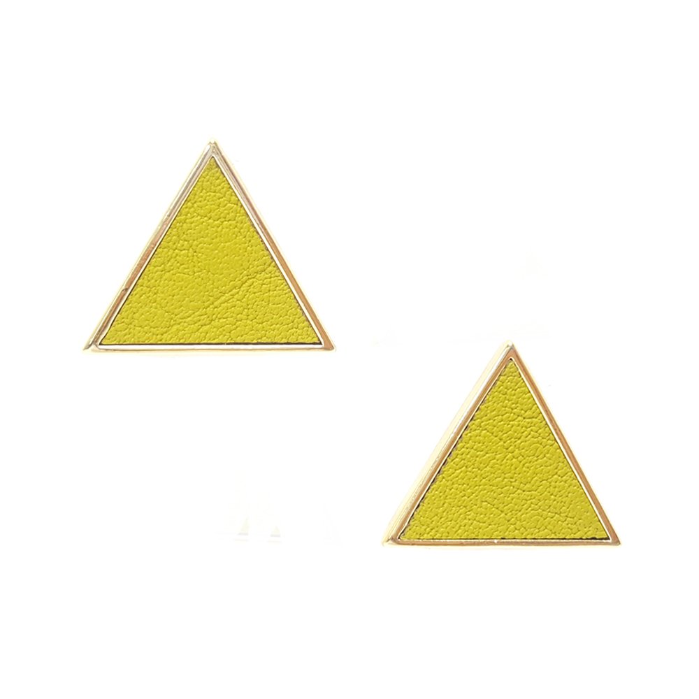 Triangle Shaped Leather Stud Earrings