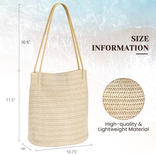 Tavaleu Straw Beach Bags for Women, Tote Handbag Shoulder Bag for Women, Beach Straw Purse Buckets Summer Fashion Hobo Bags2