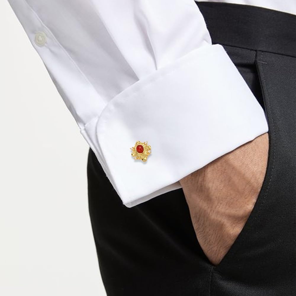Gemelos clásicos dorados para hombre, diseño único de camisa francesa