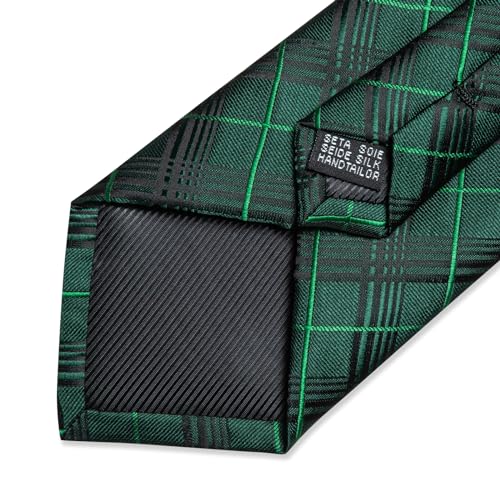 Image of DiBanGu Mens Tie Silk Plaid Striped Necktie and Pocket Square Cufflinks Tie Clip Set with Gift Box Formal Wedding Party
