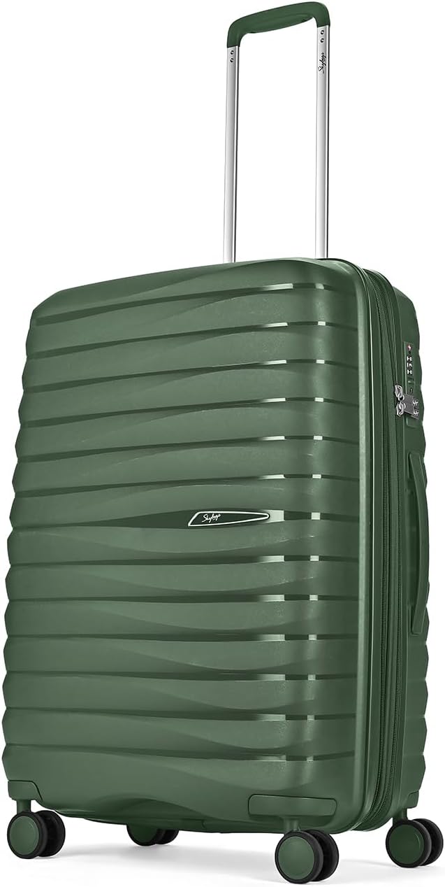 Skybags Float Max 66 Cms Medium Check-in Polypropylene Hardshell Sided Luggage/Suitcase/Inline Expandable Trolley Bag- Green