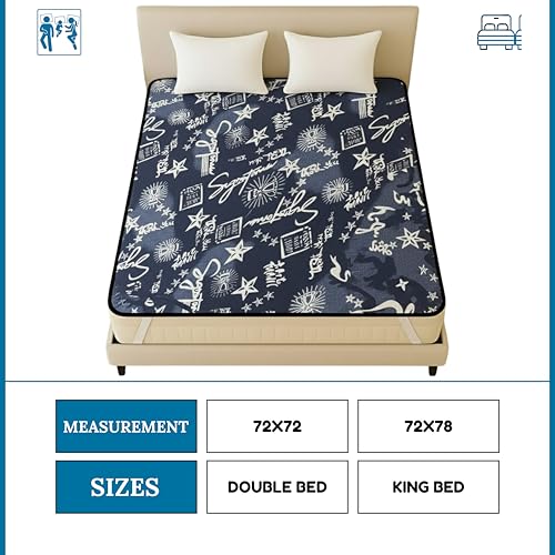 Image of PVC Waterproof Mattress Protector | 100% Waterproof Fitted Bed Cover | Soft, Breathable & Hypoallergenic | Protects Against Spills, Sweat, Dust & Stains | (Navy Blue, 72 inchx78 inch)