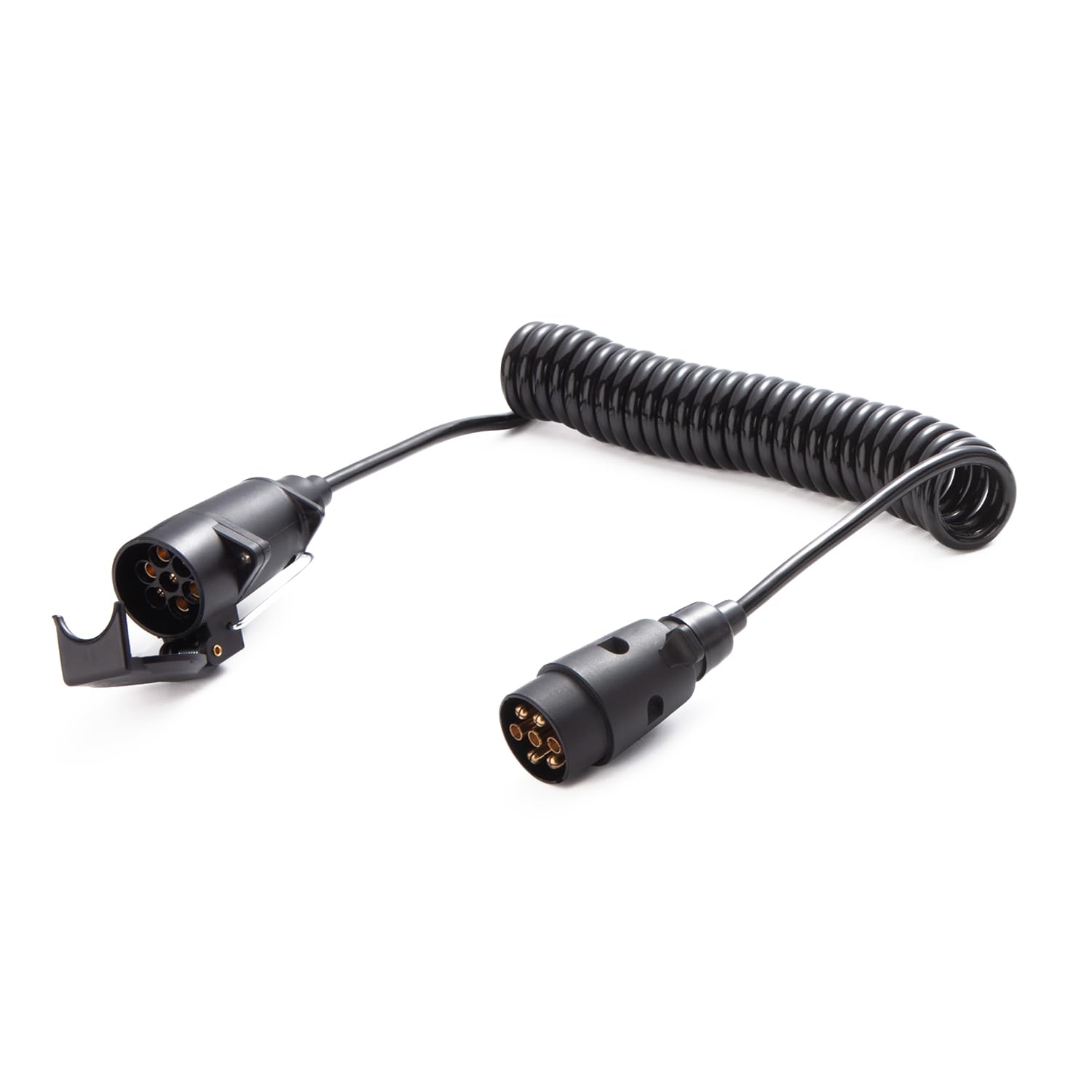 3,7 Mètres Rallonge Spirale Câble Remorque 7 Broches, Norme ISO 1724, Prise Remorque 7 Broches Male a Femelle, Câble Cuivre Pur, pour Véhicules Européens Remorque Yacht Porte-Vélos 12V/24V