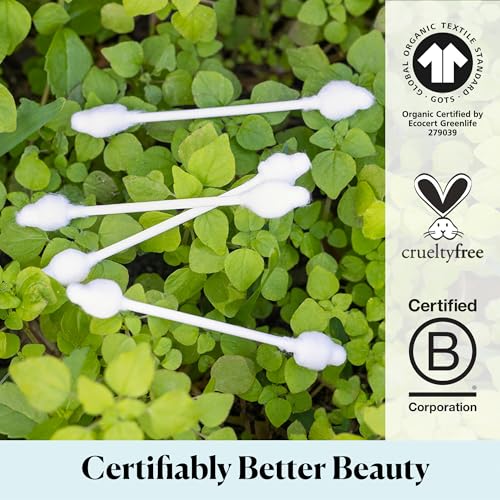 Image of Sky Organics Organic Baby Cotton Swabs 180ct, Baby Safe Tips, Chlorine-Free
