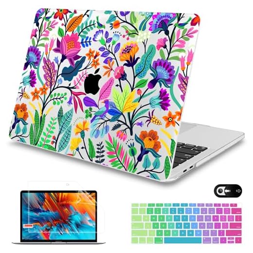 Mektron for MacBook Air 13 Case A1466/A1369 (2010-2017 Release), Snap-on Plastic Hard Shell Cover for MacBook Air 13.3 inch with Keyboard Cover,Bright-Coloured Flowers