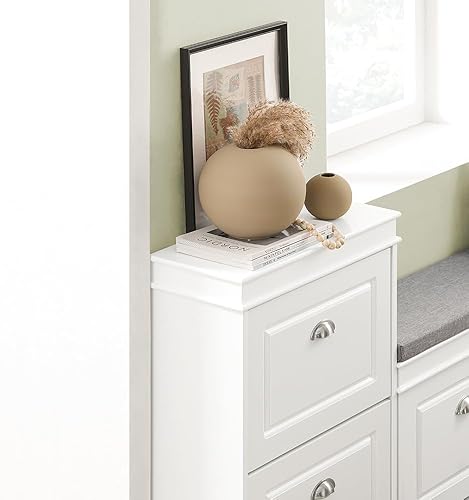 Miniatura 104 de Haotian FSR82-L-SCH - Zapatero de pasillo negro, zapatero de diseño moderno, zapatero delgado con cajón abatible y cojín de asiento acolchado Negro