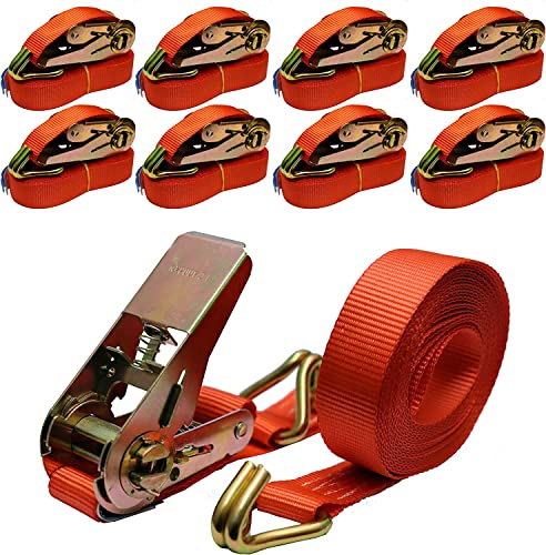8 Stück Spanngurte 6m X 25mm Mit Ratsche - 800kg Belastbarkeit Edelstahl