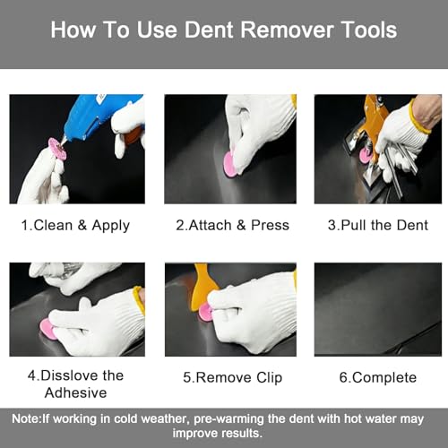 Image of Paintless Dent Repair Kit, Dent Puller Tool with 24 Glue Tabs, Car Dent Removal Kit, Small Dent Repair Kit for Auto Body and Smooth Metal Surfaces