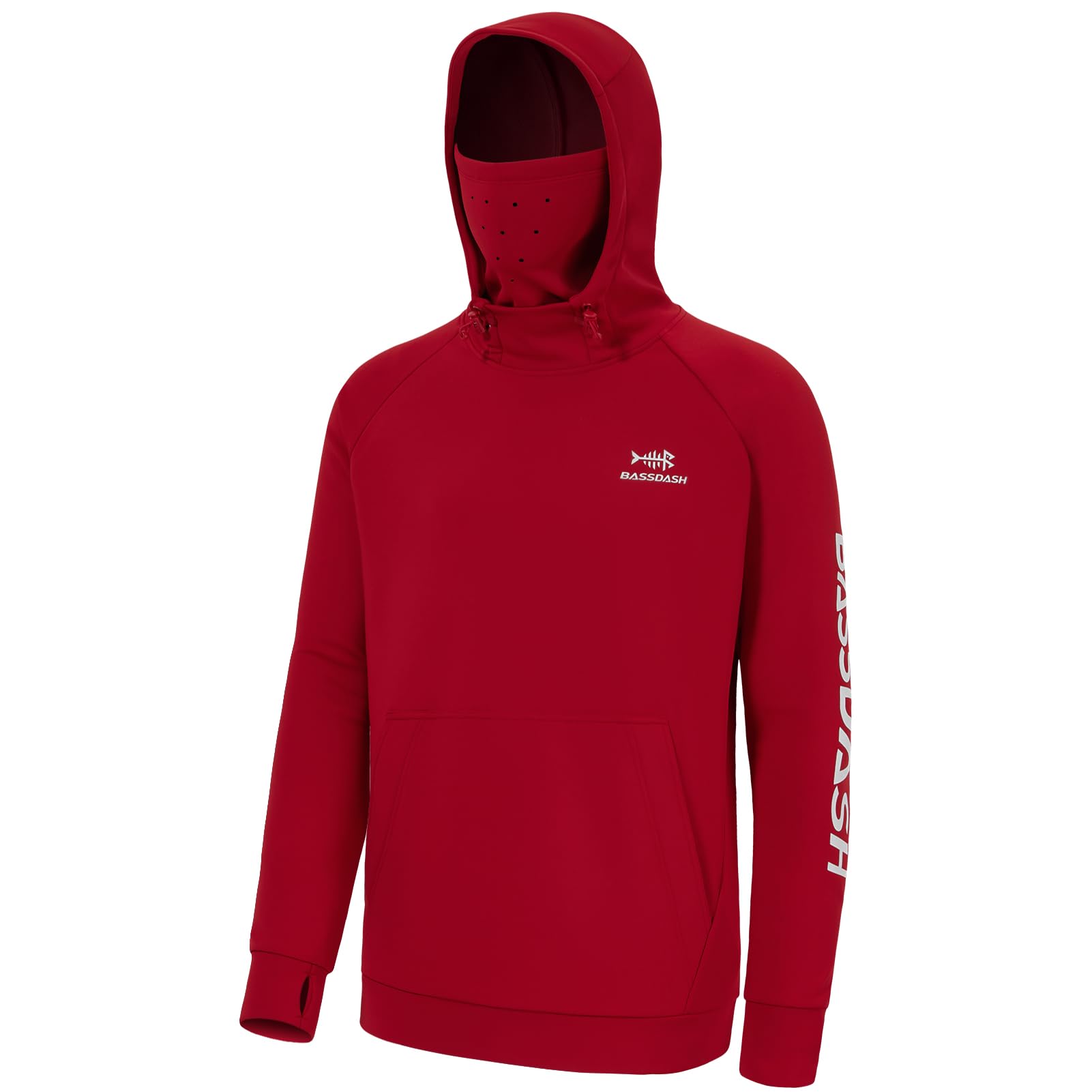 BASSDASH Men's Fishing Fleece Hoodie with Neck Gaiter Water Resistant Performance Hunting Sweatshirt FS18M