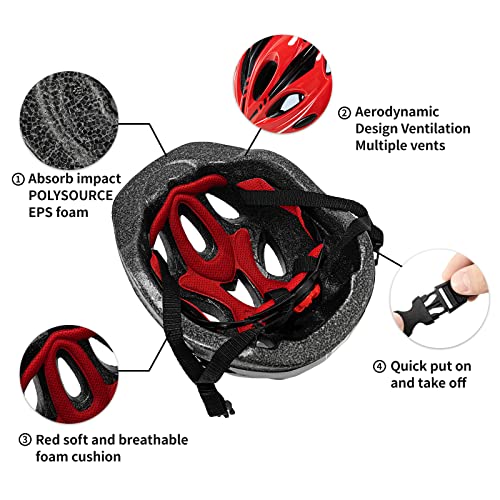 Kids Bike Helmet Protective Gear, Toddler Helmet Safety Set, Bicycle Skateboard Helmet Equipage. Multiple Colour Suitable For Boys And Girls 5-16 Years (Red) #TOP1