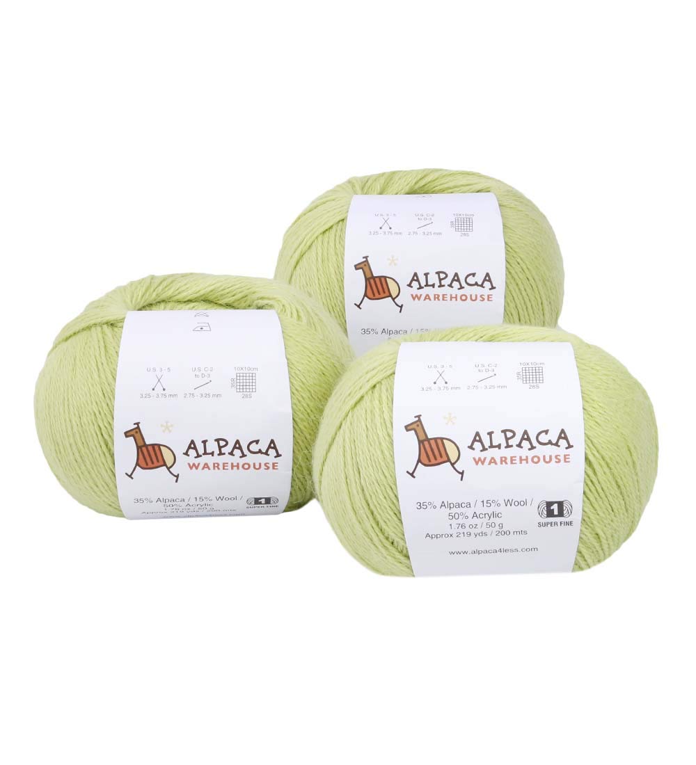 Alpaca Warehouse Blend Yarn Wool Set of 3 Skeins Worsted Weight - Heavenly Soft and Perfect for Knitting and Crocheting (Mint Green, )