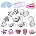 Kyerivs Metal Bath Bomb Mold 14 PCS(6 Hemispheres, 2 Starfish, 2 Heart, 2 Shell, 2 Scallop) with 100 Shrink Wrap Bags 6 Gift Bag and 1 Mini Heat Sealer for Bath Bombs Handmade Soaps & Cake
