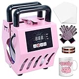 MECOLOUR Mug Heat Press Machine for 11oz-15oz Coffee Mugs, 16oz Skinny Straight Cups DIY Sublimation Blanks Mug Tumbler Heat Press with Use Suit Pink