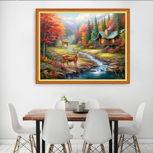 Image of Dooxvey Cross Stitch Kits for Adults Beginners,Full Range of Cross-Stitch Stamped Kits Needlepoint Kits for Beginners Embroidery Kits 11CT Cross Stitch Patterns-Lucky Deer 16x20 inch, Manual Arts 12