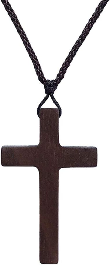 Natural Wooden Cross Pendant Necklaces for Children Kids Boy Girl Women Men Sandalwood Handcrafted Gift Wood Car Rearview Mirror Pendant Vehicle Decoration, Wood