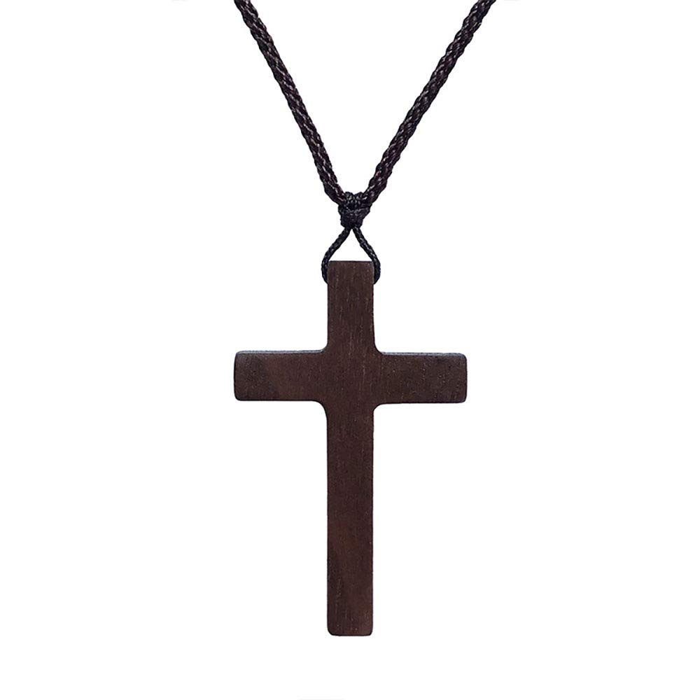 Natural Wooden Cross Pendant Necklaces for Children Kids Boy Girl Women Men Sandalwood Handcrafted Gift Wood Car Rearview Mirror Pendant Vehicle Decoration, Wood
