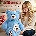 HollyHOME Teddy Bear Stuffed Animal Plush Giant Teddy Bears with Footprints Big Bear 36 inch Blue