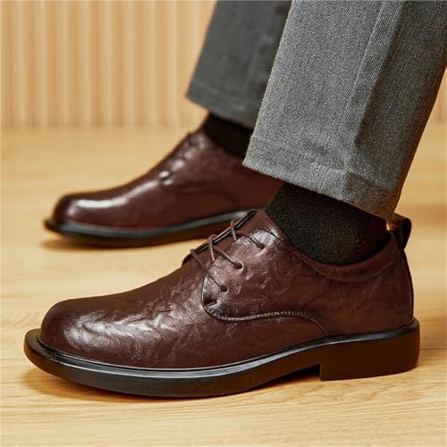 Mens Spring Leather Dress Shoes Casual Round Toe Versatile Business Oxford Shoes Youth Breathable Lace up2