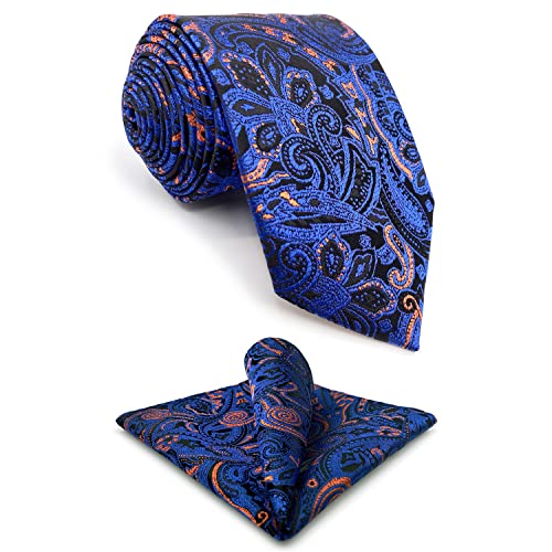 Conjunto de gravatas masculinas laranja azul grande e alto xl pacote