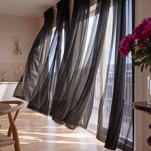 Image of NICETOWN Black Sheer Curtains 96 Inches Long, W42xL96, 2 Panels