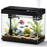 fishkeeper Nano Aquarium Komplettset, 9L Mini Aquarium Starterset mit LED, 4-in-1 selbstreinigende Pumpe & Filter, Smart-Aquarien Klein aquarien set komplett mit Aromatherapie, Temperaturanzeig, Timer