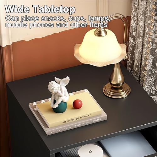 Mid Century Modern Wood Nightstand - 2 Drawer Bedside Table & Storage End Table for Living Room - Stylish White Sofa Side Table (40cm/15.7in)