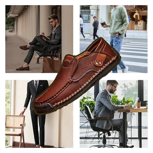 Enjeer Orthopedic Walking Shoes Mens, Ideacloth Shoes Men's Handmade Genuine Leather Waterproof Slip-On Loafers3