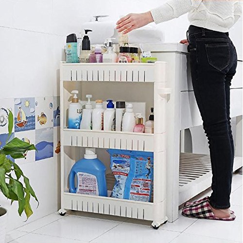 Slide Out Kitchen Trolley Rack with 3 Layer Wheels