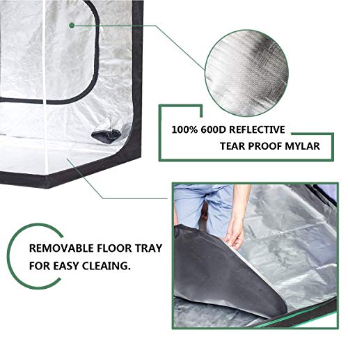 Melonfarm 2X2 Grow Tent 24"X24"X48''Reflective 600D Mylar Hydroponic With Observation Window, Floor Tray And Tool Bag For Indoor Plant Growing #TOP4
