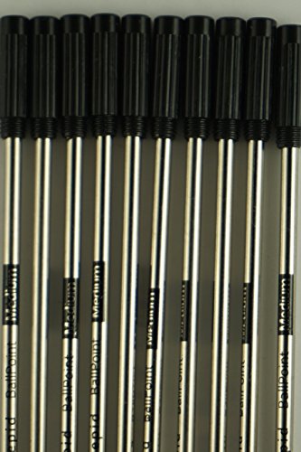 Image of 10 Genuine and Branded Intrepid Medium Ballpoint Refills for Cross Ballpoint Pens. Protective Seal on tip for Shelf Life Longevity (Bulk Pack) (Black)