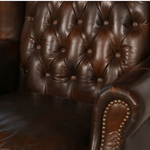 Joseph Allen Old World Antique Leather Wing Chair #TOP3
